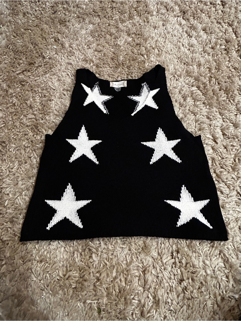 Altar'd State Black Knit Tank with White Star Motif